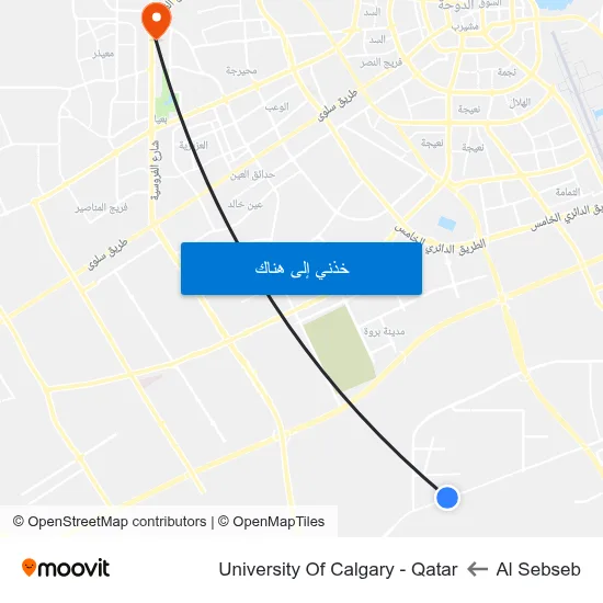 Al Sebseb to University Of Calgary - Qatar map
