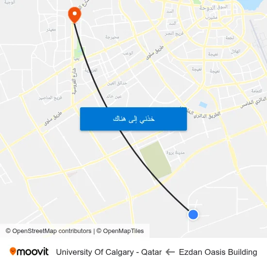 Ezdan Oasis Building to University Of Calgary - Qatar map