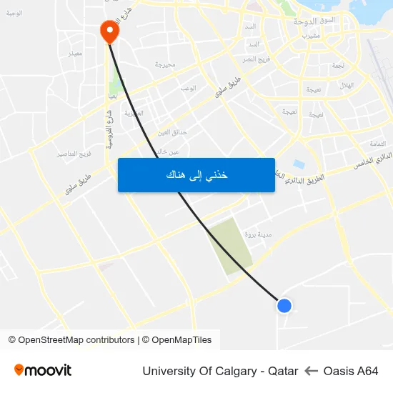 Oasis A64 to University Of Calgary - Qatar map