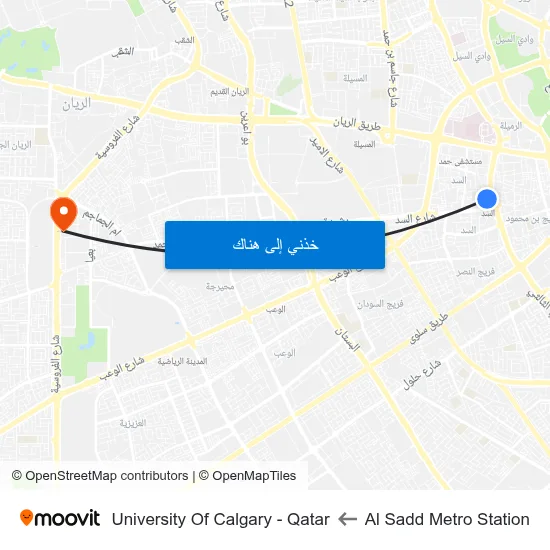 Al Sadd Metro Station to University Of Calgary - Qatar map