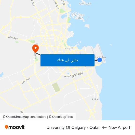New Airport to University Of Calgary - Qatar map