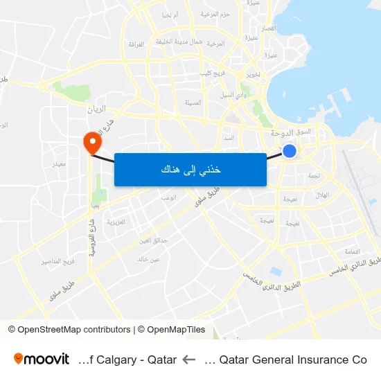 A Ring Road Near Qatar General Insurance Co to University Of Calgary - Qatar map