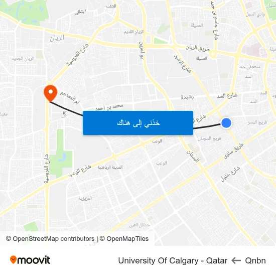 Qnbn to University Of Calgary - Qatar map