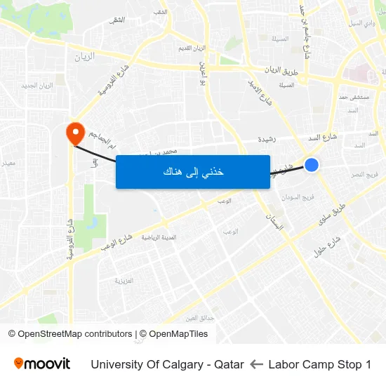 Labor Camp Stop 1 to University Of Calgary - Qatar map
