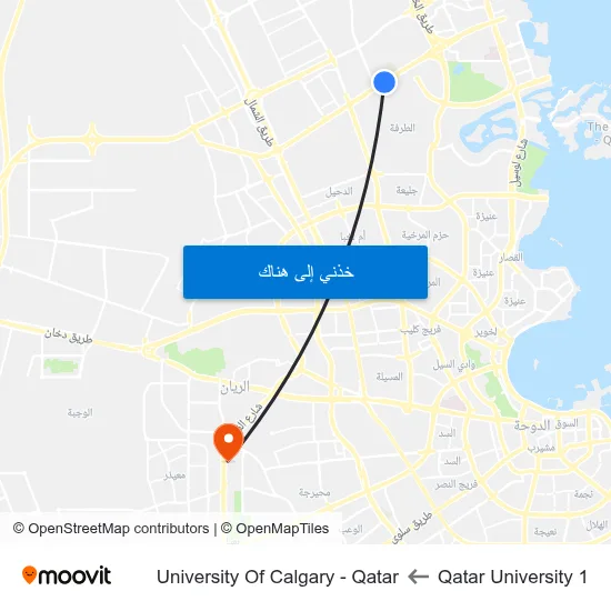 Qatar University 1 to University Of Calgary - Qatar map