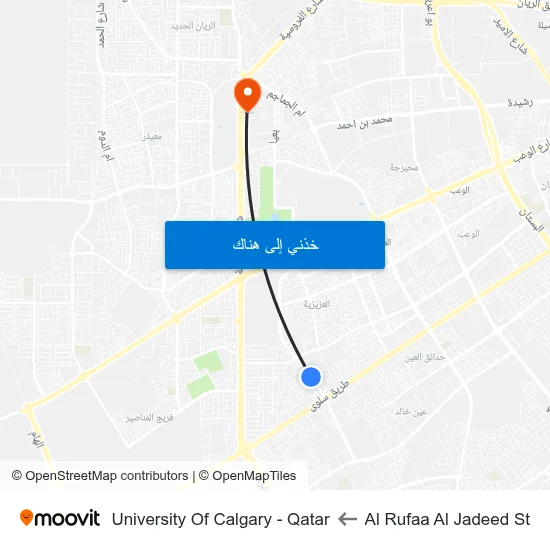 Al Rufaa Al Jadeed St to University Of Calgary - Qatar map