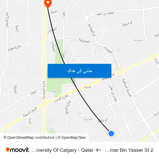 Ammar Bin Yasser St 2 to University Of Calgary - Qatar map