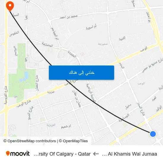 Souq Al Khamis Wal Jumaa to University Of Calgary - Qatar map
