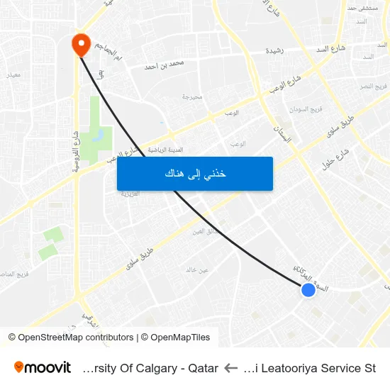 Wadi Leatooriya Service St to University Of Calgary - Qatar map