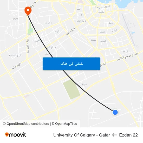 Ezdan 22 to University Of Calgary - Qatar map