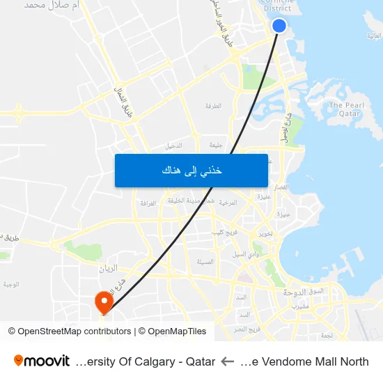 Place Vendome Mall North to University Of Calgary - Qatar map