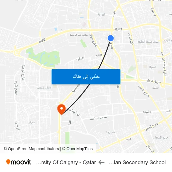 Tunisian Secondary School to University Of Calgary - Qatar map