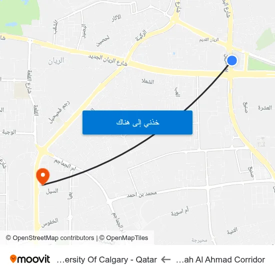Sabah Al Ahmad Corridor to University Of Calgary - Qatar map