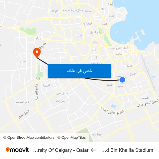 Hamad Bin Khalifa Stadium to University Of Calgary - Qatar map