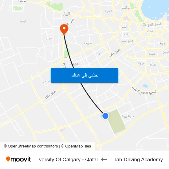 Dollah Driving Academy to University Of Calgary - Qatar map