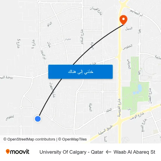 Waab Al Abareq St to University Of Calgary - Qatar map