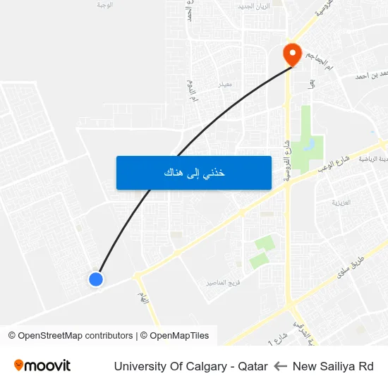 New Sailiya Rd to University Of Calgary - Qatar map