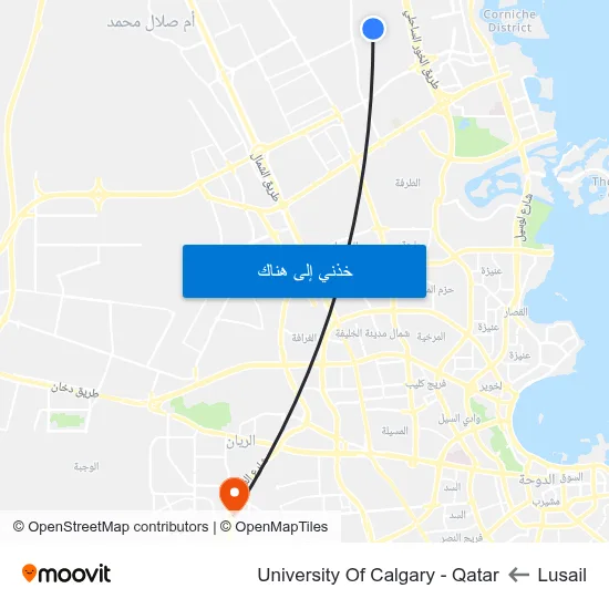Lusail to University Of Calgary - Qatar map