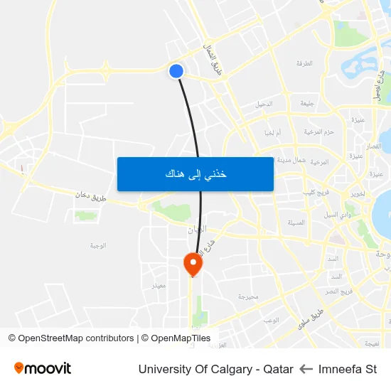 Imneefa St to University Of Calgary - Qatar map