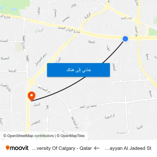 Al Rayyan Al Jadeed St to University Of Calgary - Qatar map