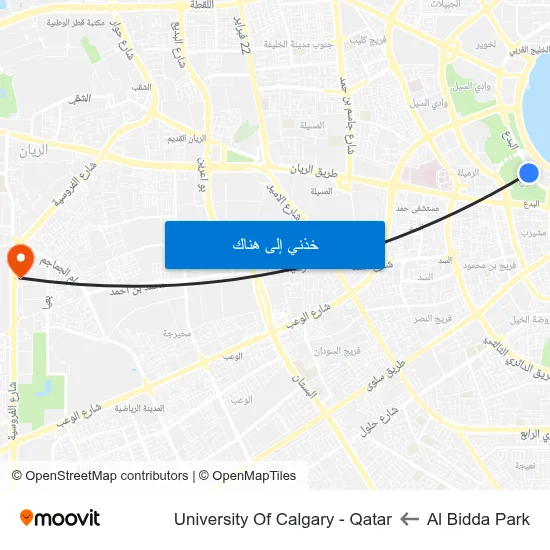 Al Bidda Park to University Of Calgary - Qatar map