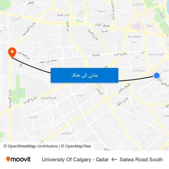Salwa Road South to University Of Calgary - Qatar map