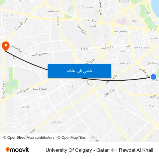 Rawdat Al Khail to University Of Calgary - Qatar map