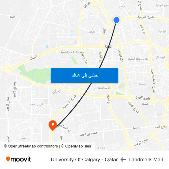 Landmark Mall to University Of Calgary - Qatar map