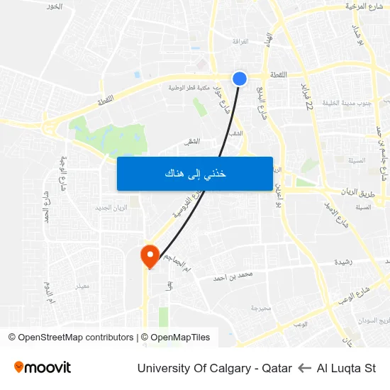 Al Luqta St to University Of Calgary - Qatar map