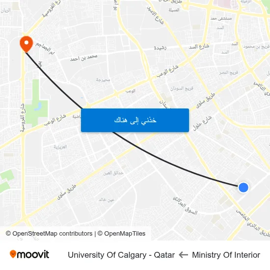 Ministry Of Interior to University Of Calgary - Qatar map