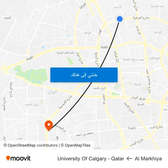 Al Markhiya to University Of Calgary - Qatar map