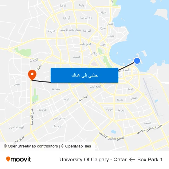 Box Park 1 to University Of Calgary - Qatar map