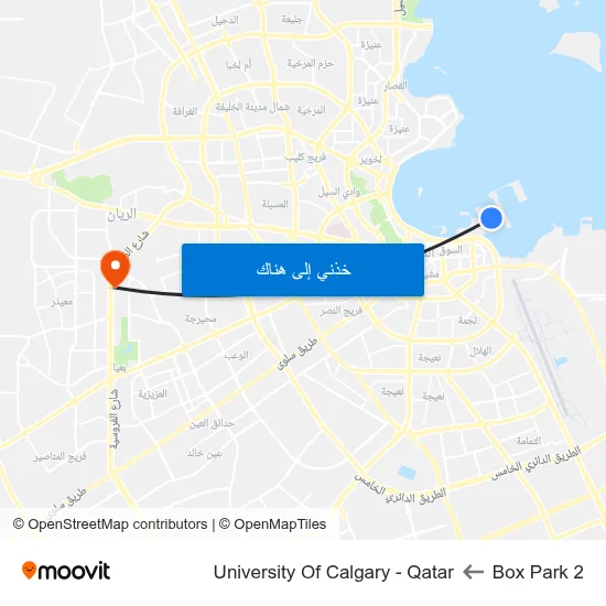 Box Park 2 to University Of Calgary - Qatar map