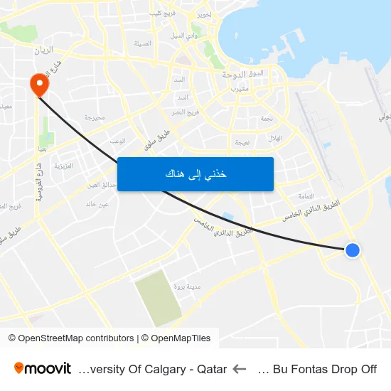 Ras Bu Fontas Drop Off to University Of Calgary - Qatar map