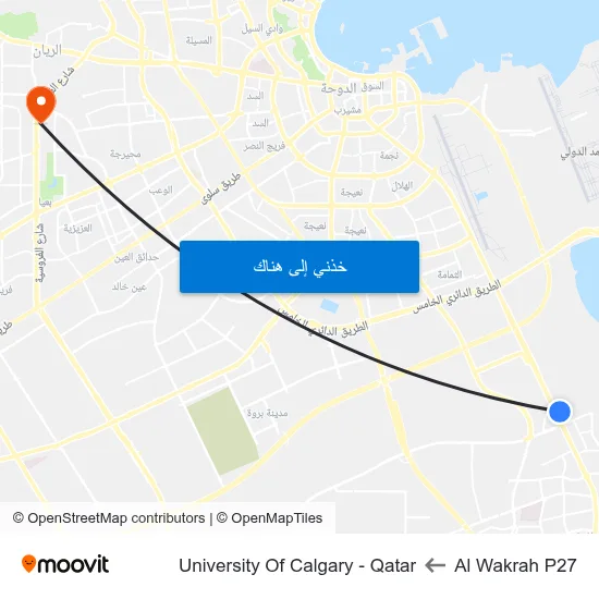 Al Wakrah P27 to University Of Calgary - Qatar map