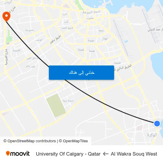 Al Wakra Souq West to University Of Calgary - Qatar map