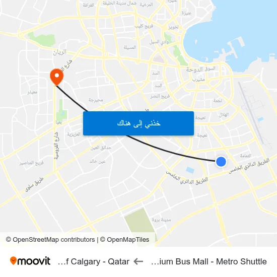 Al Thumama Stadium Bus Mall - Metro Shuttle to University Of Calgary - Qatar map