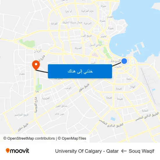 Souq Waqif to University Of Calgary - Qatar map