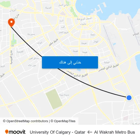 Al Wakrah Metro Bus to University Of Calgary - Qatar map