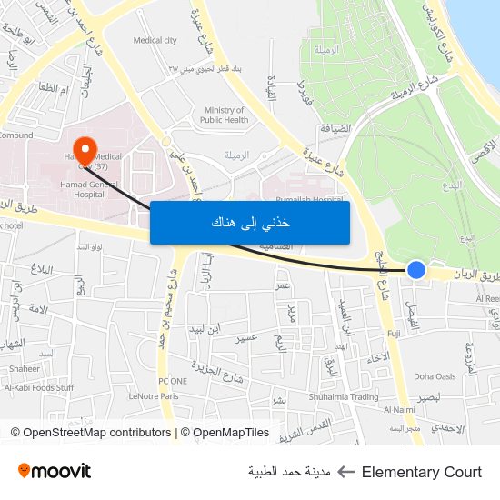 Elementary Court to مدينة حمد الطبية map