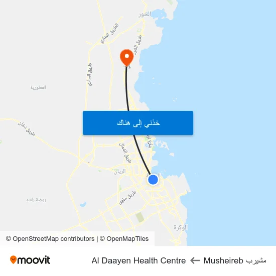 مشيرب Musheireb to Al Daayen Health Centre map