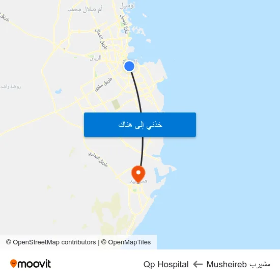 مشيرب Musheireb to Qp Hospital map