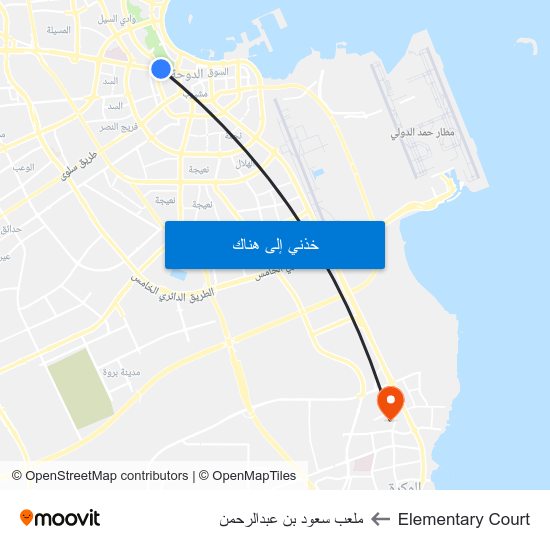 Elementary Court to ملعب سعود بن عبدالرحمن map