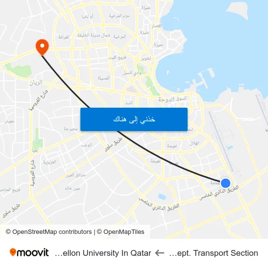 Protocol Dept. Transport Section to Carnegie Mellon University In Qatar map