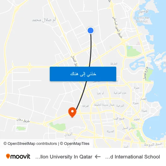 Qatar Finland International School to Carnegie Mellon University In Qatar map