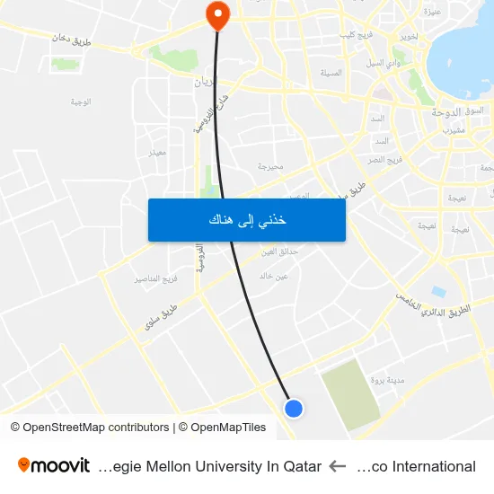 Redco International to Carnegie Mellon University In Qatar map
