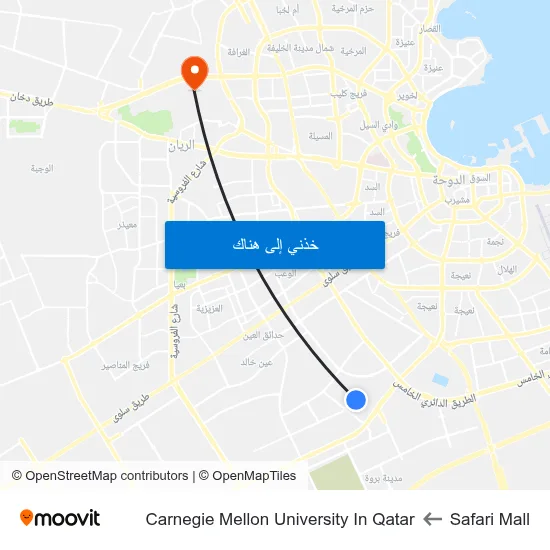 Safari Mall to Carnegie Mellon University In Qatar map