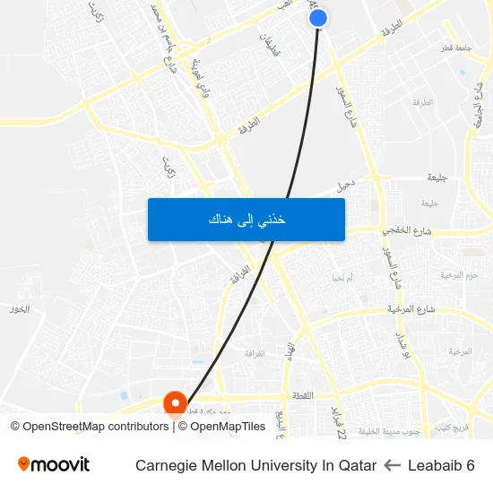 Leabaib 6 to Carnegie Mellon University In Qatar map