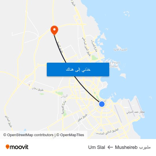 مشيرب Musheireb to Um Slal map