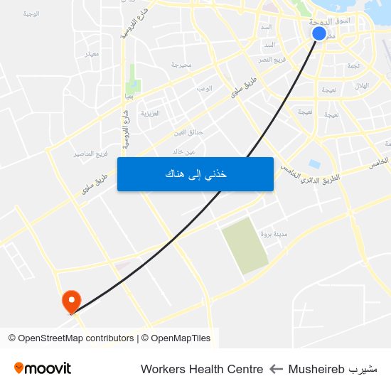 مشيرب Musheireb to Workers Health Centre map